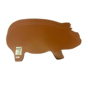 Brown Pig Piglet Faux Leather Farmhouse Placemats - Set of 4
